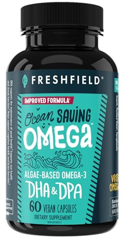 Freshfield Omega 3, DHA Supplements, Potent 1 per Day Formula, Algae (Algal) Oil, Vegan Omega, Ocean Saving Fish Oil Alt, Sustainable, Concentrated DHA per Capsule, w/DPA