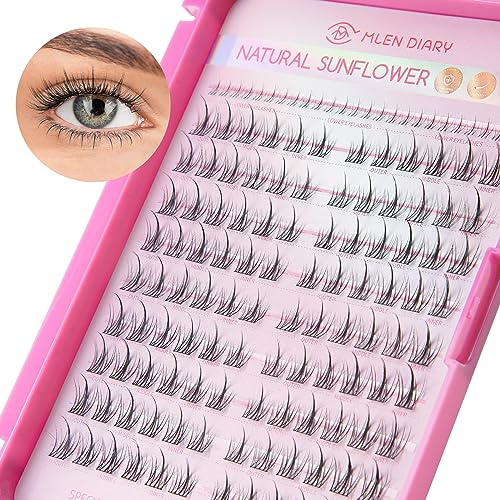Mlen Diary Wimpern Extensions,120pcs 9-12 mm C Curl Einzelne Wimpern,DIY Wimpernverlängerung Cluster,Individua Cluster Lashes,Natürlicher Look Fake Lashes