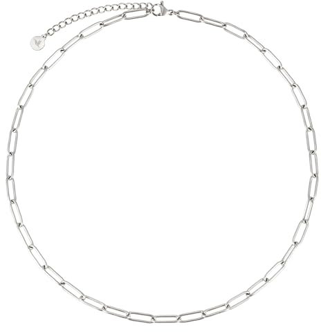 BONNYBIRD® Gliederkette Silber Damen Kette ohne Anhänger Edelstahl Schmuck Silberkette Gliederhalskette Frauen Schmuck Wasserfest Halskette