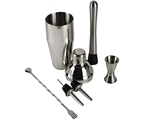 Coctelera Juego de 6 Piezas Kit de Barman, coctelera de Acero Inoxidable, Herramientas de Bar Profesionales, adecuadas para el hogar, Bar, etc.