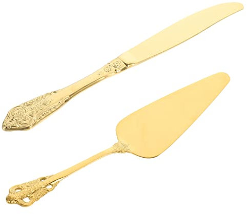 ABOOFAN Spatule à Crème En Acier Inoxydable 304, Grattoirs à Pâtisserie Dorés, Outils Multifonctions Pour Découpe Et Service, Set 2 Pièces, Pour Pâtisserie Et Dessert