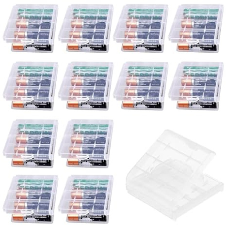 Transparent Waterproof Plastic Battery Case,Plastic Battery Storage Case,AA/AA Cell Battery Storage Case,Transparent Cell Battery Storage Case Holder Box,Battery Carrying Case Holder,62*60*18mm,12pcs