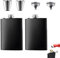 Hip Flask, 2 PCS Stainless Steel Whiskey Flask, Portable Pocket Whiskey Flask, Hip Flask with Funnels and Cups for Hiking Party and Barbecue Women Men 210 ml Black