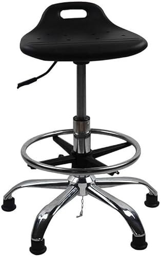 LXGJSQY Hocker auf Rollen Barhocker Werkbank, Arbeitshocker Schönheitshocker Schaumstoffkissen 5 Rotationen Salon Schönheit Friseursalon Edelstahl Antistatischer Hocker Heben 65-80cm Schwarz (Farbe: