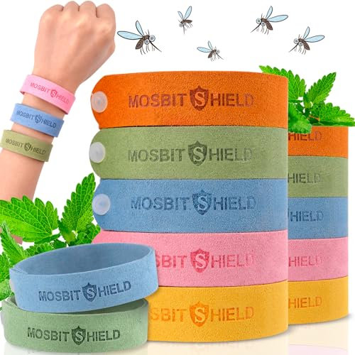 Vibbang 12Piezas Pulseras Repelentes de Mosquitos, Pulsera Mosquitos Antimosquitos, Natural No Tóxica, Ajustables Bandas Repelentes,para los Niños y Adultos, 5 Colores
