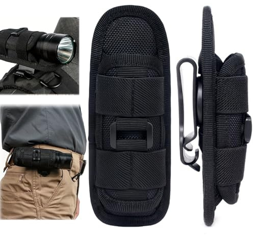 Étui pour Lampe de Poche, 360° Rotatif, Pochette Molle pour Torche LED, Étui de Ceinture Résistant aux Chocs et aux Rayures, Accessoire de Randonnée, Camping, Pêche, 15 x 5,5 cm