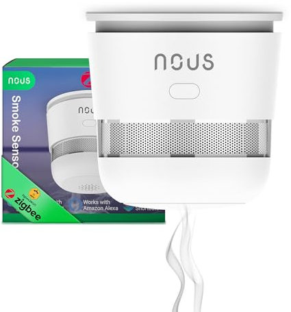 NOUS E8 Détecteur de Fumée Zigbee Intelligent, Capteur Photoélectrique avec Alarme 85dB, Batterie 3 Ans, Contrôle Via Application, Compatible Alexa, Google Assistant, pour Maison Et Bureau