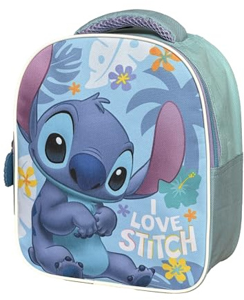 Superdiver - Sac à dos enfant Stitch - Licence officielle Disney - Idéal pour l’école et la maternelle - Parfait pour filles et garçons - Couleur bleu - Dimensions : 24x20x10 cm