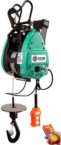 ZYT-DHRUCB Mini Gru elettrica per Uso Domestico, Gru a Sospensione a Doppio Foro con Controller a Filo e Telecomando Wireless, argano Veloce per fabbriche, Magazzini,300KG-30M