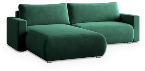 Masseno Ecksofa Turin M mit Schlaffunktion L-Form, Sofa mit Bettkasten, Wohnzimmersofa, Couch, Soffa, Bettsofa, Couchgarnitur- Grün, Monolith 37