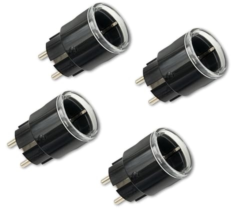 Shelly Plug S Gen3 Schwarz- WLAN Smarte Steckdose, Leistungsmessung, 12A, 2500W, Zeitschaltuhr, Matter-Zertifiziert Stecker, Heizung & Kühlung, Alexa & Google, Kein Hub Erforderlich (4 Stücken)