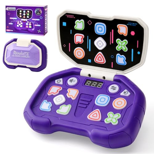 DAOUZL Gioco di Reazione LED per Bambini 3-12 Anni | 4 modalità con Allenamento Memoria & Antistress | Giocattolo Educativo Portatile 999 Livelli | Idea Regalo Compleanno (Viola)