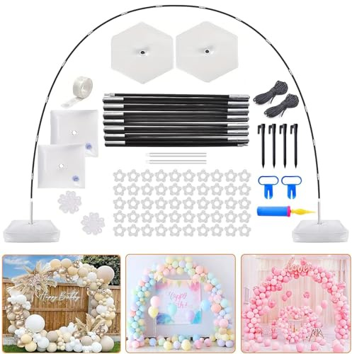 Balloon Arch Kit, 10Ft Reusable Balloons Arch Kit Adjustable Balloon Arch Stand with Water Fillable Base and Fibre Poles for Wedding Graduation Birthday DIY Party Supplies Christmas Decorations