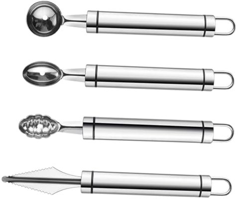 NAMOARLY Set 4 Pezzi Coltello Anguria in Acciaio Inossidabile Manico Confortevole per Intaglio Frutta e Utensili da Cucina Resistenti