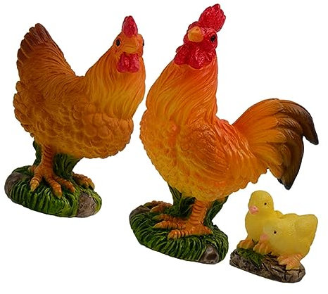 TOYANDONA Figurines de Poulet en Résine Réaliste Légères et Faciles à Déplacer Lot de 3 Décoration Miniature pour Bureau et Maison