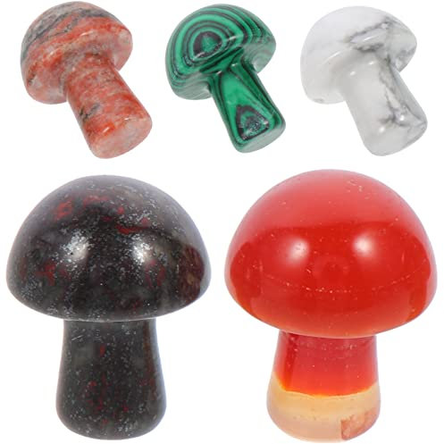 Toddmomy 5Pcs Mushroom Shape Decorative Stones for Landscaping Creative Adornments for Flowerpots Weather Resistant Stone Decor for Home and Garden Decoration