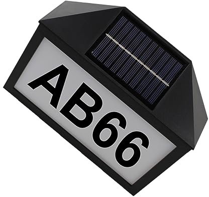 HOMOCONO Solar Powered House Number Sign Light Durable LED Address Lamp for Outdoor Use Bright Illumination for Easy Visibility at Night Stylish Modern Design for Home