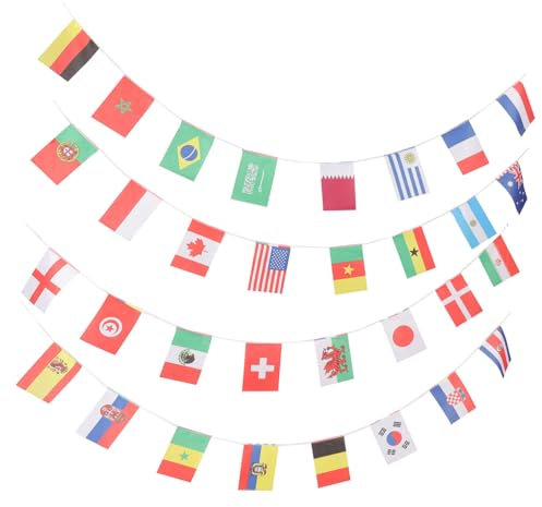 VILLFUL Banderas Copa Del Banderines De Cuerda Decoración De Fiesta Para Banderas De Países Banderines Internacionales Para Para Eventos Deportivos