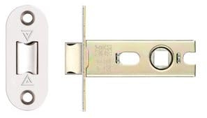 Kooples Hardware Project Tubular Latch 64mm – Radius Corner Faceplate – 45mm Backset Internal Door Latch for Lever Handles – Satin Nickel Finish – Fixings Included (Polished Stainless)