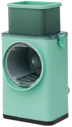 COLLBATH Rallador Giratorio Manual para Verduras y Queso con Base Antideslizante Cortador Multifunción con Manivela y Cuchillas Intercambiables Compacto y Portátil para Cocina y Viaje