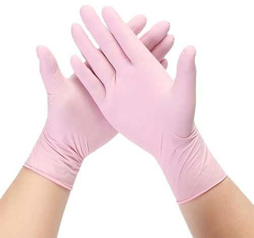 20/50/100 pezzi Guanti monouso in nitrile rosa in lattice senza polvere for la pulizia domestica, salone di bellezza, lavoro in cucina(Pink 20PCS,XS)