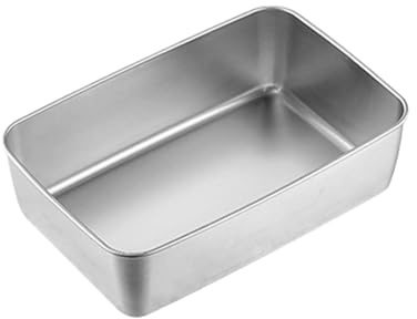 F Fityle Moule à Lasagnes en Acier Inoxydable, Moule à Gâteau, Plat Épais, Plat de Cuisson Profond, à Côté Rectangulaire pour Tiramisu, Casserole, Biscuits, Plaque Facile à Nettoyer, 22x15x6cm