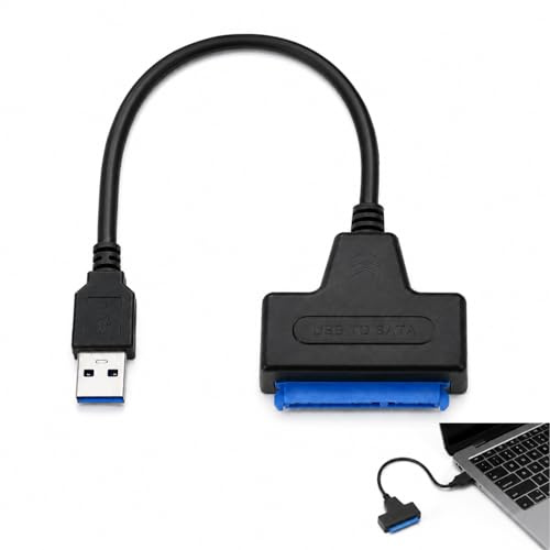 Câble SATA USB, Adaptateur SATA vers USB 3.0 2,5 Pouces, Convertisseur USB vers SATA pour Disque Dur HDD SSD 2,5 Externe, UASP 5 Gbps, pour PC Mac Ordinateur Portable PS4 Sauvegarde Transfert Données