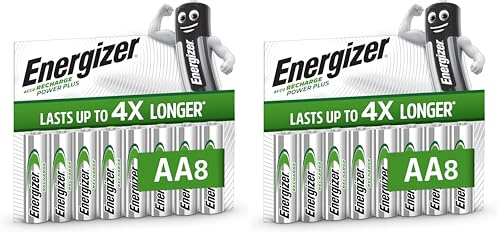 Energizer Recharge Power Plus Piles Rechargeables AA (Lot de 16) - 2000 mAh NiMH - pré-chargées - Puissance Longue durée - 1000 Cycles - Emballage 100% Recyclable et sans Plastique