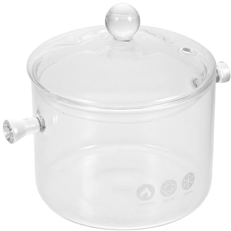 PLAFOPE Pentola Versatile per Pasta e Noodle in Vetro con Doppia Maniglia e Coperchio Ermetico Antiscivolo, per Cucine Domestiche e Uso Familiare