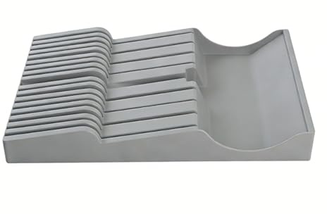 Jectse Ceppo Portacoltelli in Plastica, Porta Taglierino da Bistecca a 16 Fessure con Fessura per Pietra Affilatrice, Organizer per Posate per Cassetto della, Vassoio Portacoltelli nel Cassetto