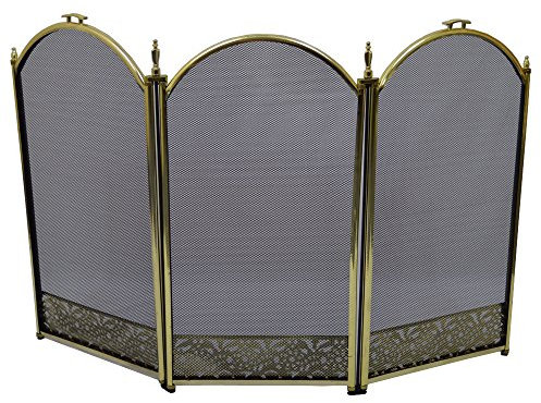 Inglenook Fireside 3 Panel FIRE Screen/Fireplace Spark Guard Brass 25