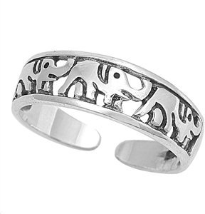 Zehenring aus 925 Sterling Silber als Fußschmuck für Damen, Herren und Mädchen, Größenverstellbar, Elefant