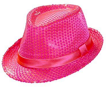 W WIDMANN MILANO Party Fashion - Sombrero fedora neón con lentejuelas, accesorio de disfraz para mujer y hombre, Carnaval y fiestas temáticas