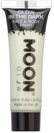 Moon Glow, im Dunkeln leuchtende Gesichts- und Körperfarbe, phosphoreszierend, zum Leuchten aufladen (unsichtbar, 12 ml (1 Stück))