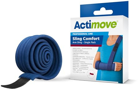 Actimove Écharpe de bras Professional Line Comfort – Avec attaches ajustables – En post-opératoire, gestion des fractures et distorsions articulaires – Bleu – 5,5 cm x 1,7 m – 1 unité