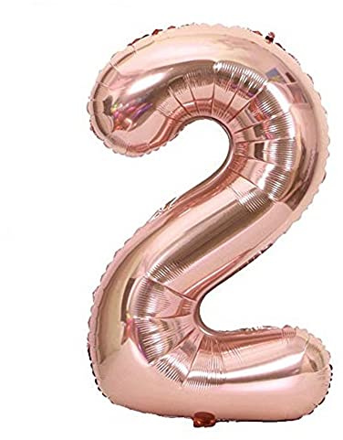 XL Folienballon Zahl 80 cm in Rosegold - für Luftbefüllung - für Geburtstag Hochzeit Party - Rose Gold Ballon im Zahlen-Design Jubiläum Geschenk Luftballon Zahlenballon riesen Nummer Deko (Zahl 2)