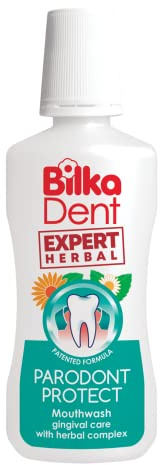 BilkaDent Expert Herbal Mundspülung Parodont Protect Gingival Care, 250 ml | Mundwasser für Zahnfleischpflege & Frischer Atem mit Hyaluronsäure, Teebaumöl & 7 Kräuterextrakte