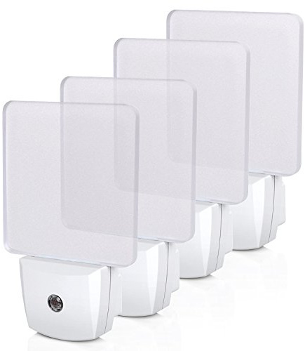 DEWENWILS Night Lights Plug into Wall, LED Night Lights for Kids, Dusk to Dawn Sensor, 3000K Warm Nightlight for Nursery Room, Bathroom, Hallway, Kitchen, Frosted Acrylic Shade, 4 Pack