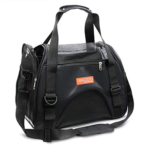 Trasportino da Viaggio per Animali Domestici Criceti Conigli Cani, Borsa Portatile per Animali Domestici Morbida Omologata Dalle Compagnie Aeree (S - 44x22x28 CM for Max 3KG Pet, Nero)