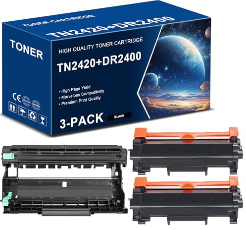 Office Ink Toner Cartucho de t¨®ner TN2420 de t¨®ner Negro y 1 Unidad de Tambor DR2400 para Brother HL-L2370DN DCP L2710DW L2310D HL-L2310D L2350DW L2370DN L2370DW L2370DW L2370DW L2375DW MFC-L2710DN