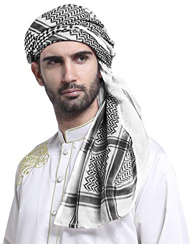 RUIXIA Herren Muslimischen Hijab Kopftuch Caps Turban Schal Arabische Kopfbedeckung Bandana Halstuch Headwrap Schals für Karnevalskostüm