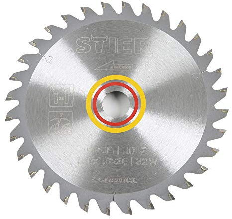 STIER Kreissägeblatt Profi Holz, 160 x 1,8 x 20mm, 5° Spanwinkel, 32 gehärtete Zähne, Wechselzahn