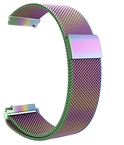 LYYLTX Edelstahl Mesh Uhrenarmband Metall Schnellverschluss Magnetverschluss Einstellbar Ersatz Armband Smartwatch Edelstahlarmband Breite16mm/18mm/20mm/22mm/24mm Für Damen Herren (22mm,Bunt)
