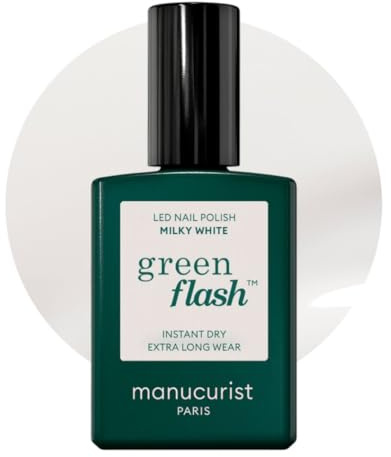 Manucurist Vernis Semi Permanent Blanc Lacté Green Flash Milky White - Vernis Gel Ongle UV Semi Permanent & LED - 12-Free, Bio Sourcé (84%) - Manucure Professionnelle - 15 ml