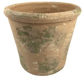 Hirsch Terracotta Vaso Caspo Galestro anticato da 25 cm, diametro esterno 25 cm, diametro interno 22 cm, altezza 23 cm, vaso rotondo per erbe aromatiche