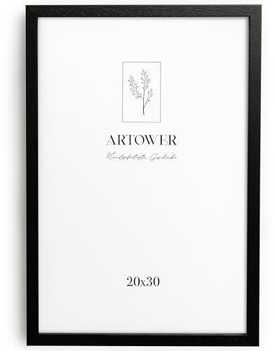 Artower® Bilderrahmen für 20 x 30 cm Schwarz Holz Dünner Rahmen | Posterrahmen Groß Vintage Collage | Picture Frame Black Wood 20x30cm | Holzbilderrahmen Poster Rahmen Echtholz