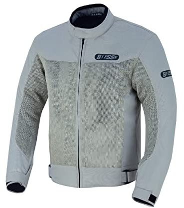 BI ESSE Chaqueta de moto de verano perforada interior impermeable extraíble con protecciones CE, gris, XL