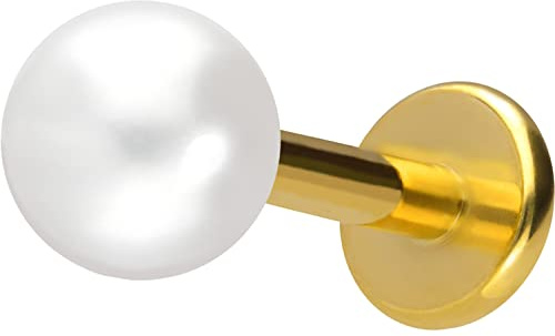 PIERCINGLINE Titan Labret mit Innengewinde SYNTHETISCHE PERLE Piercing Ohr Helix Lobe Tragus Farb & Größenauswahl