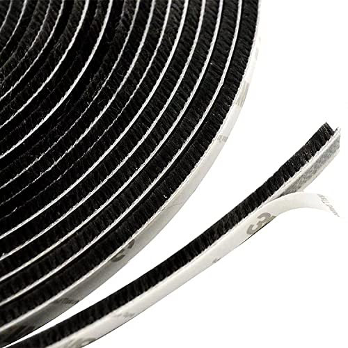 Bande D'étanchéité Autocollante pour Porte et Fenêtre, 10M Joint Brosse Pour Porte Fenetre, Pour Sceller Les Espaces Entre Portes Et Les Fenêtres(9mm x 15mm,Noir)