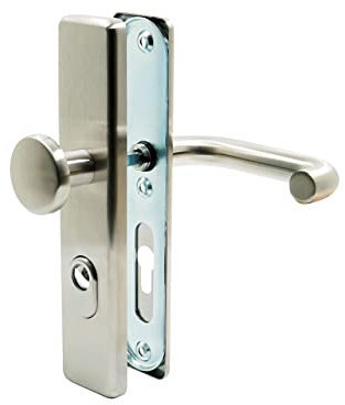 Buddy4Home house accessoires Schutzbeschlag Wohneingangstür Haustür Profilzylinder Langschild 72mm mit Ziehschutz Zylinderschutz Sicherheits Beschlag Edelstahl Knopf Drückergarnitur eckig